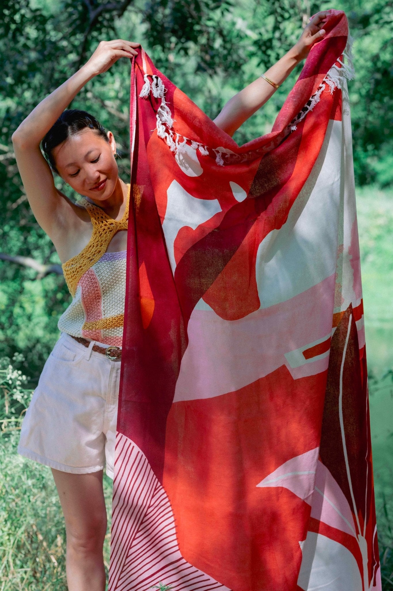 Fouta de plage rouge - Garden - boulbar.fr