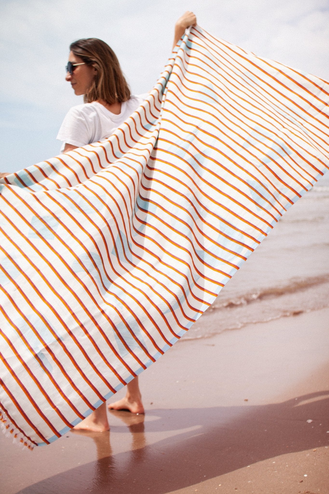 Fouta nid d'abeille - Sens bleu - boulbar.fr
