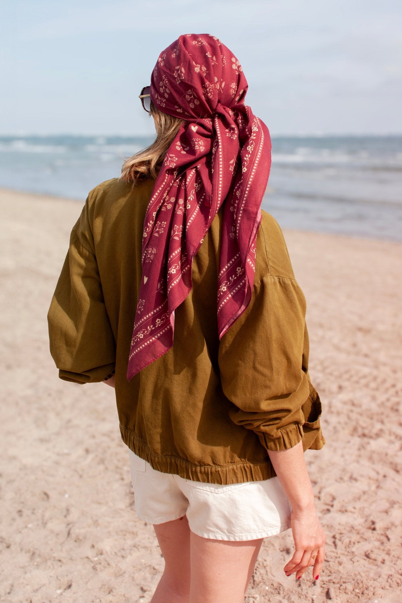 Grand foulard coton - Fleurs Indiennes magenta - boulbar.fr