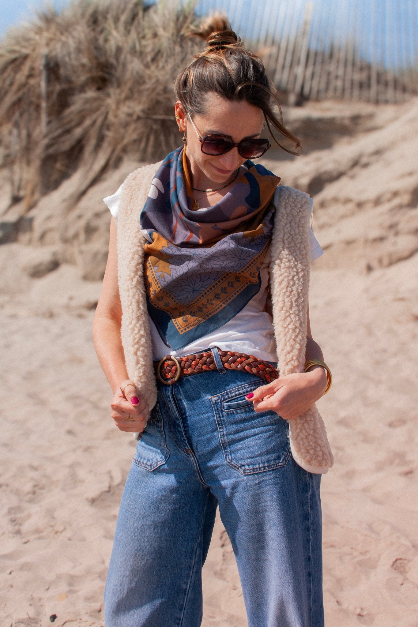 Grand foulard coton kumily bleu - boulbar.fr