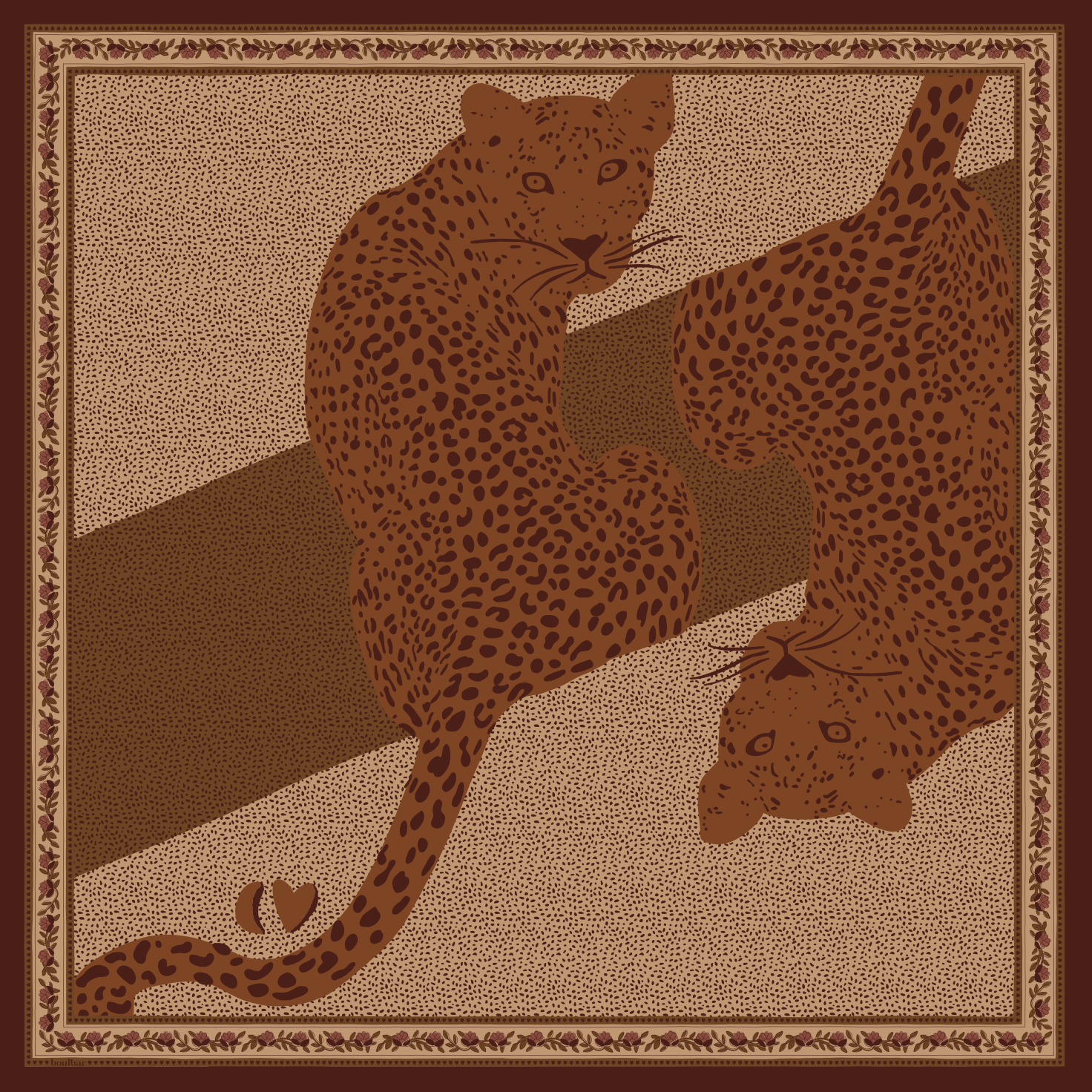 Grand foulard coton léopards crème - boulbar.fr