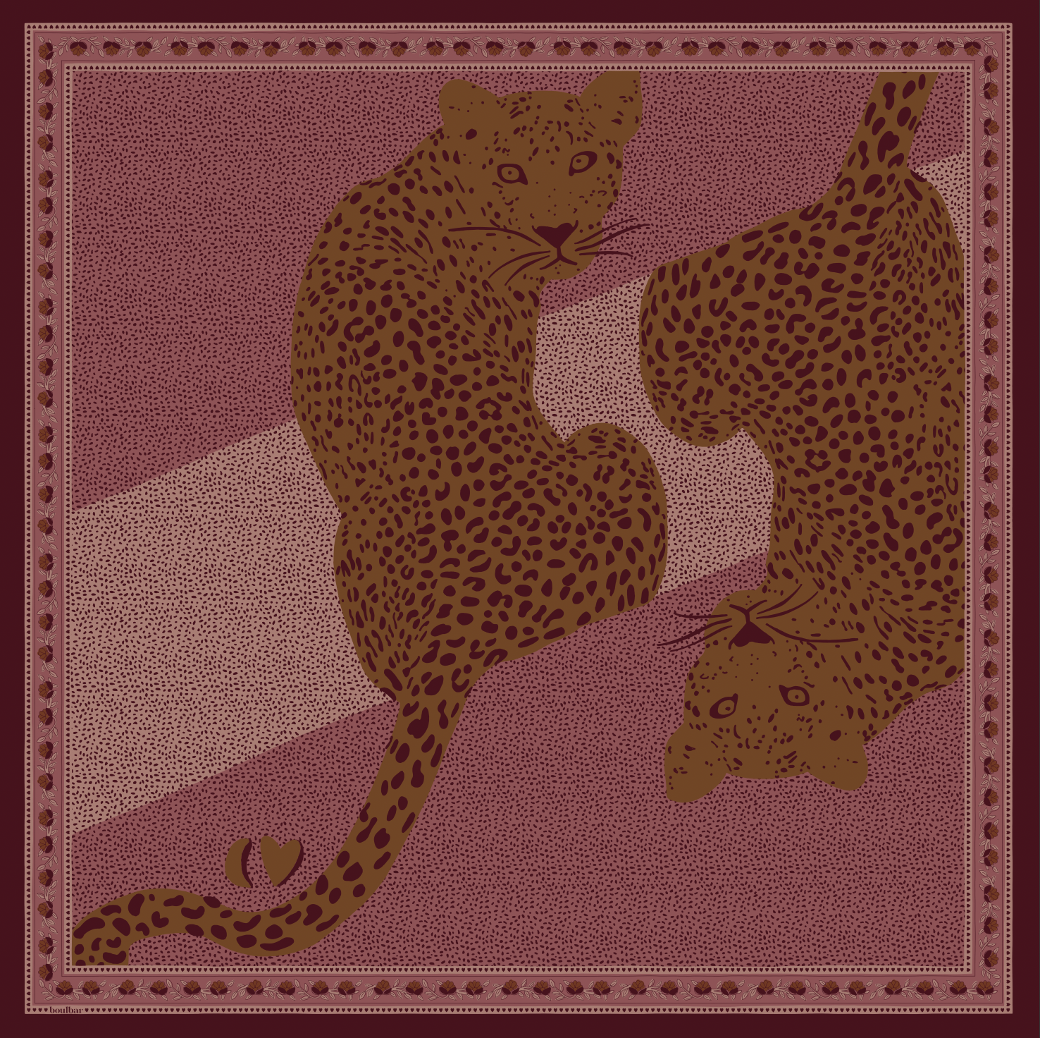 Grand foulard coton léopards rose - boulbar.fr