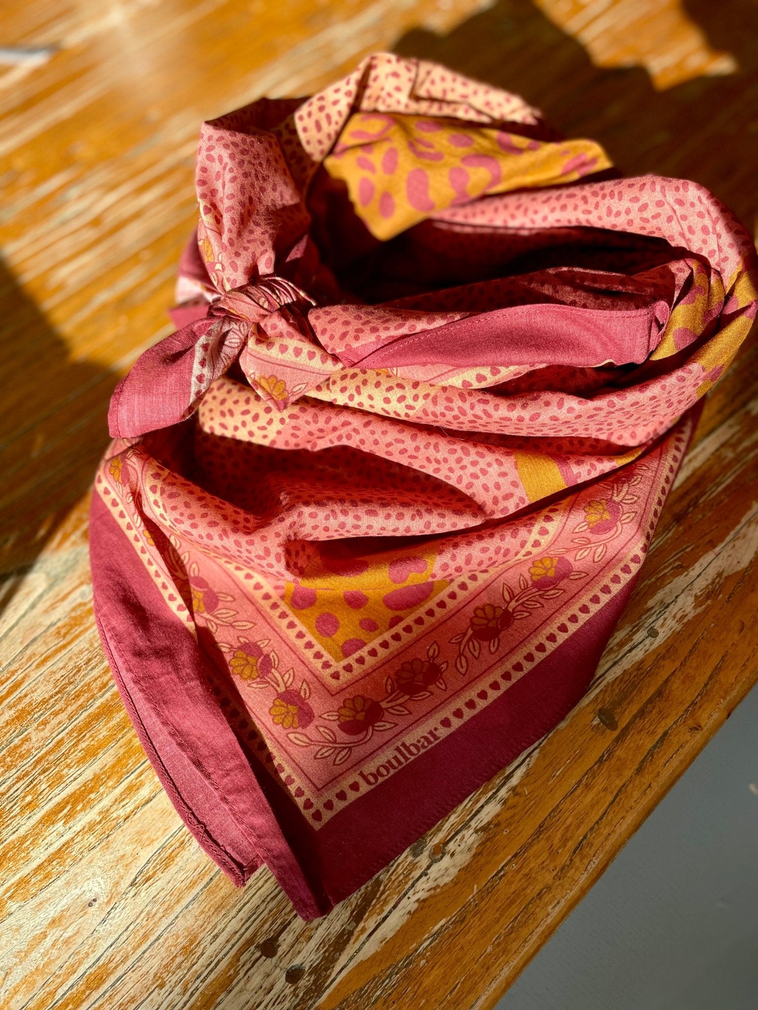 Grand foulard coton léopards rose - boulbar.fr