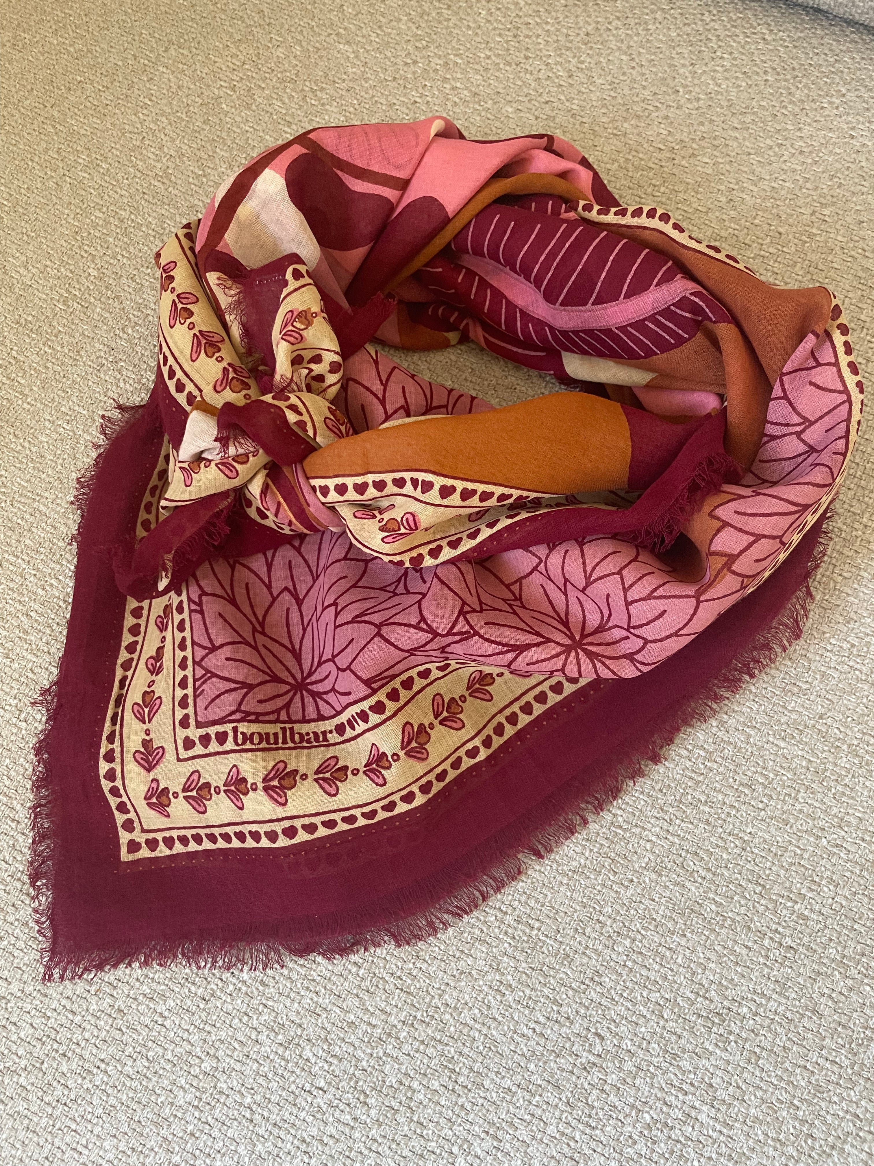 Grand foulard voile de coton kumily camel