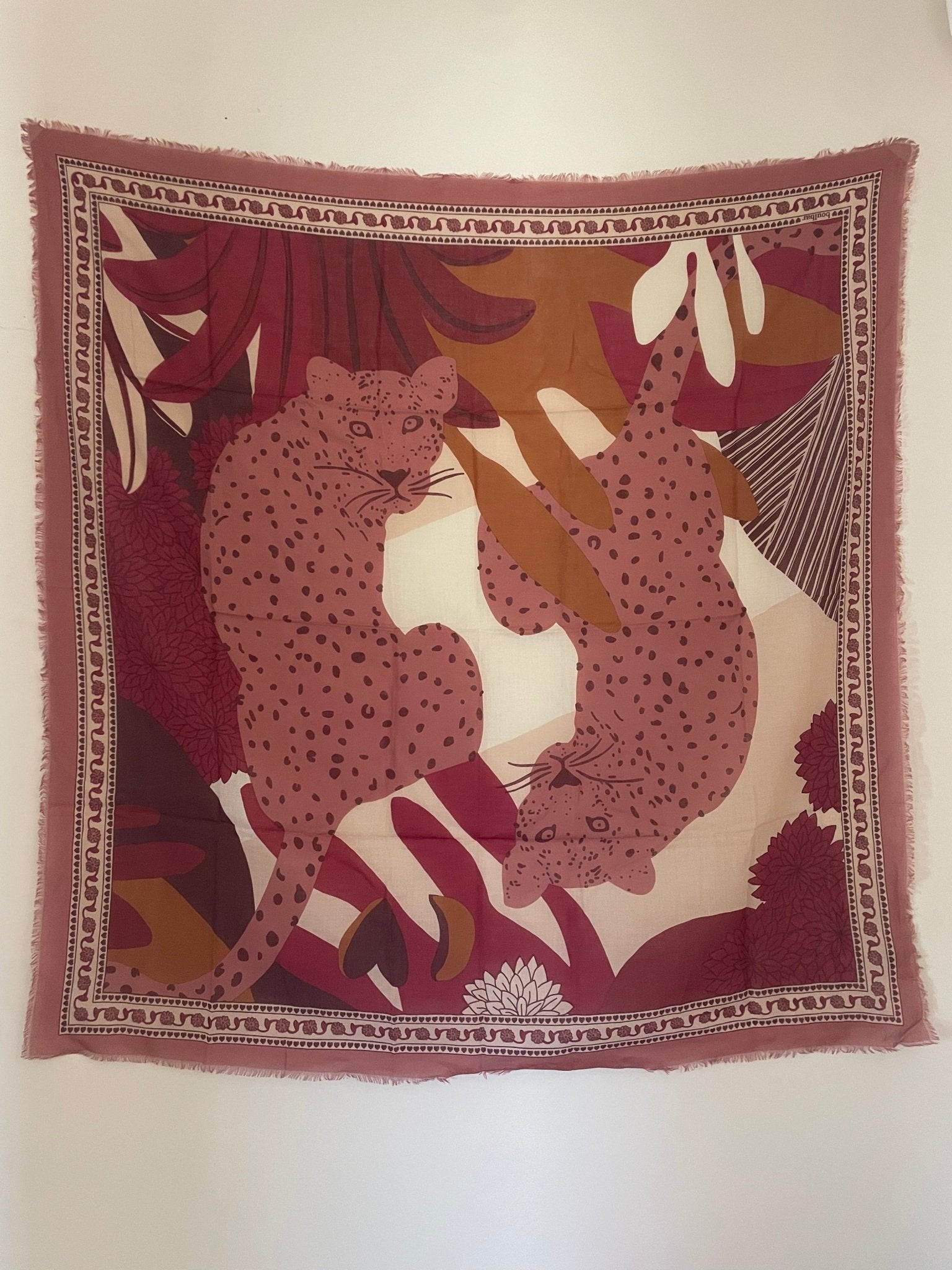 Grand foulard voile de coton - Léopards magenta - boulbar.fr