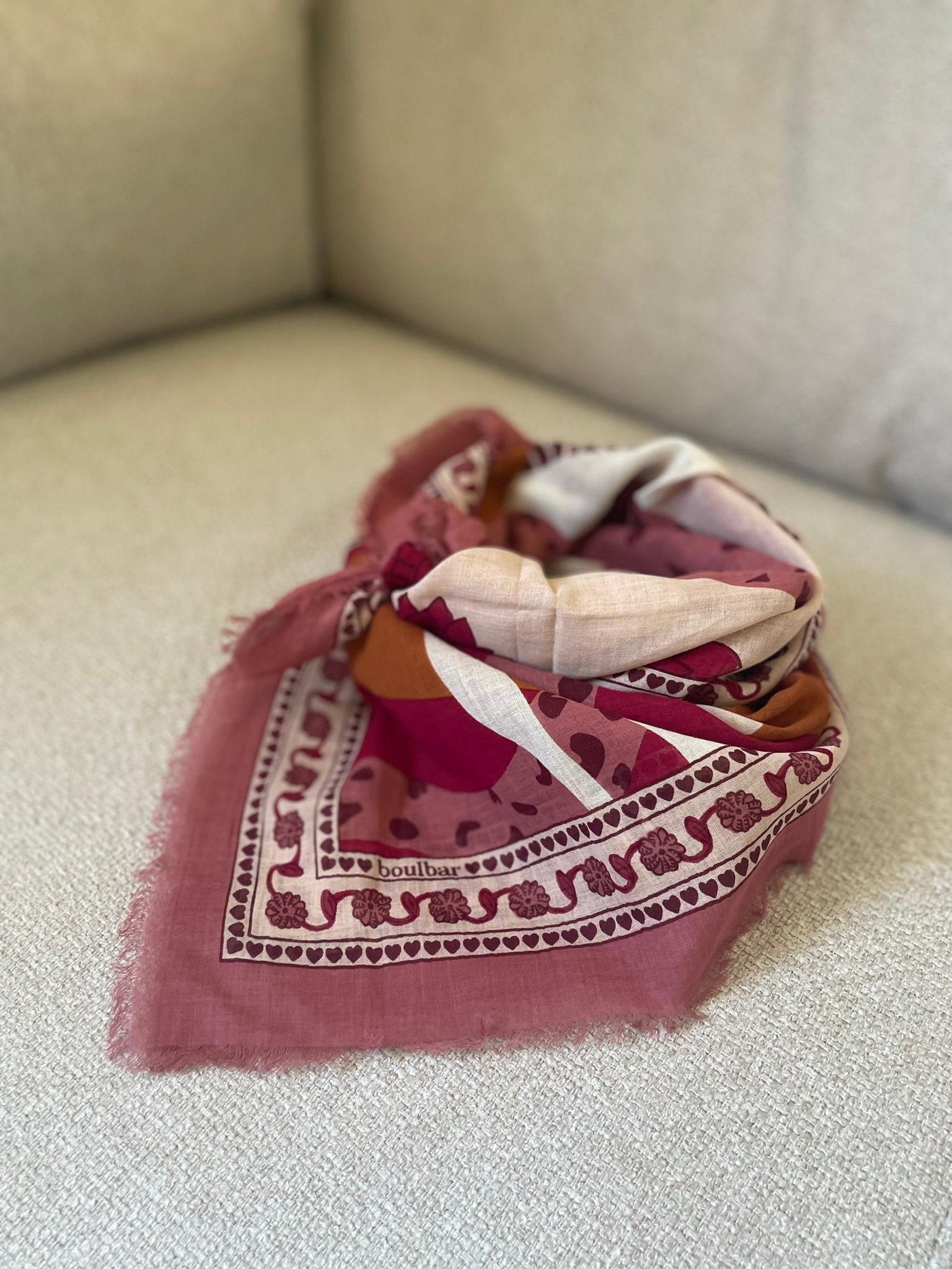 Grand foulard voile de coton - Léopards magenta - boulbar.fr