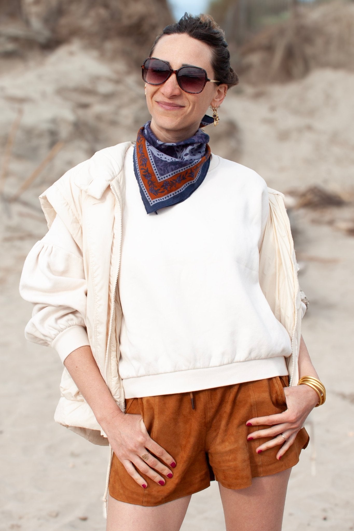 Petit foulard coton - Leopards Keya bleu - boulbar.fr