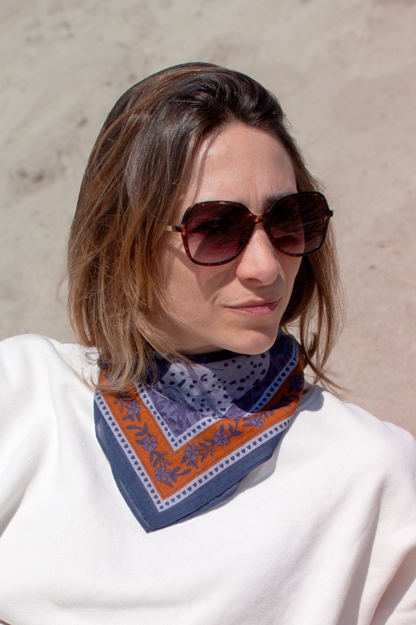 Petit foulard coton - Leopards Keya bleu - boulbar.fr