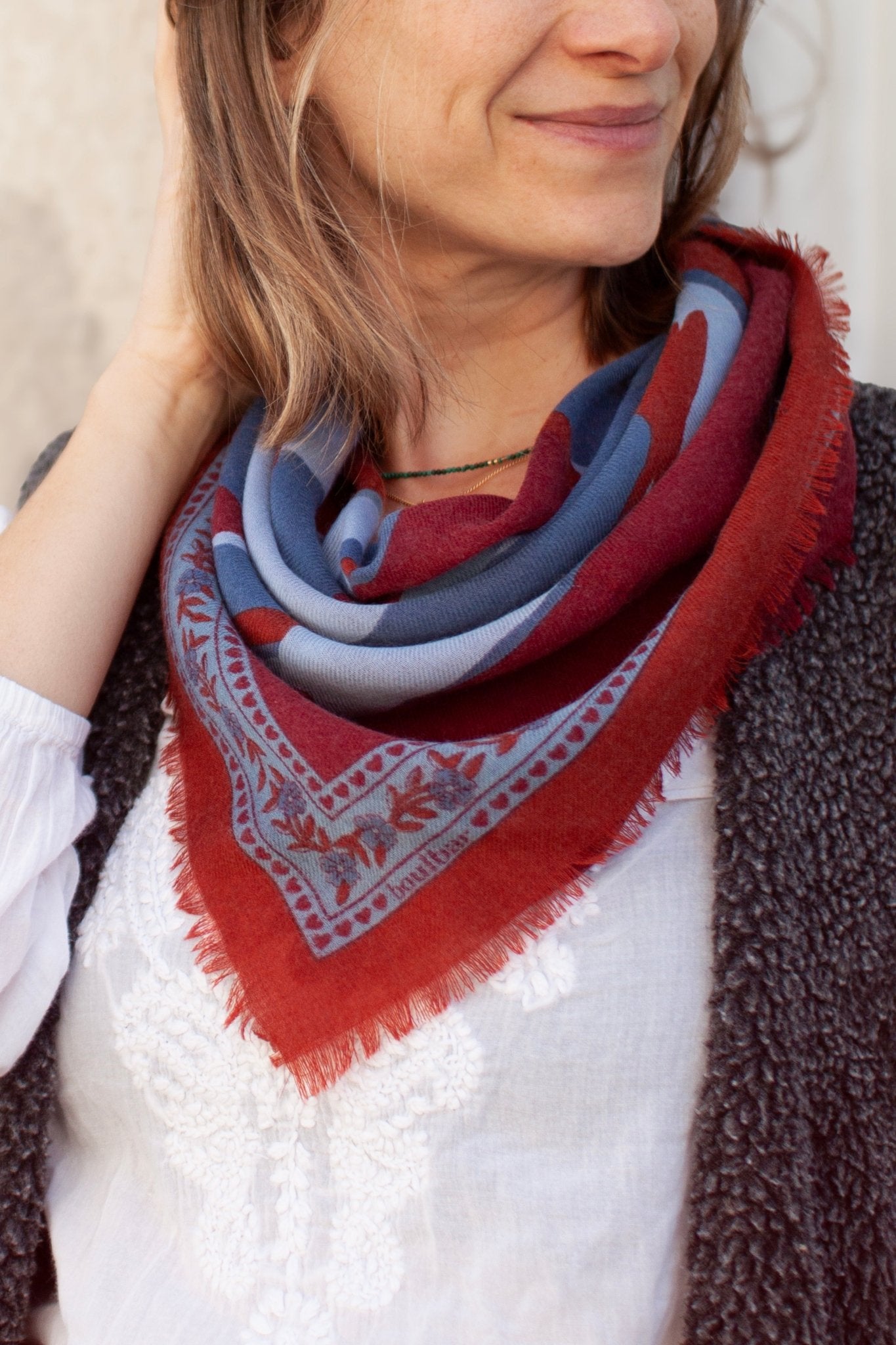 PRE - COMMANDE Foulard laine - Collines - Bleu - boulbar.fr