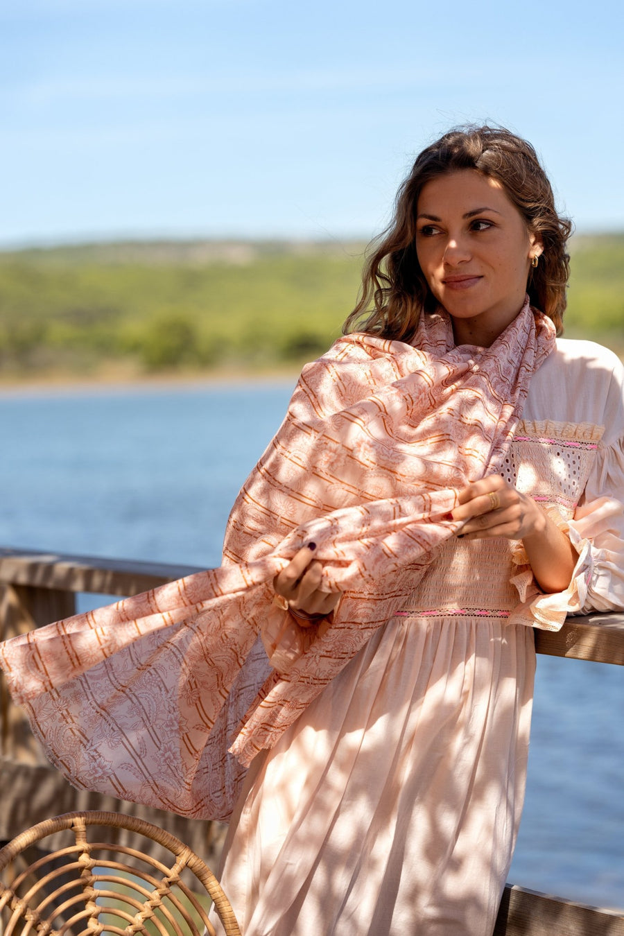 Echarpe coton rose - Sari - boulbar.fr