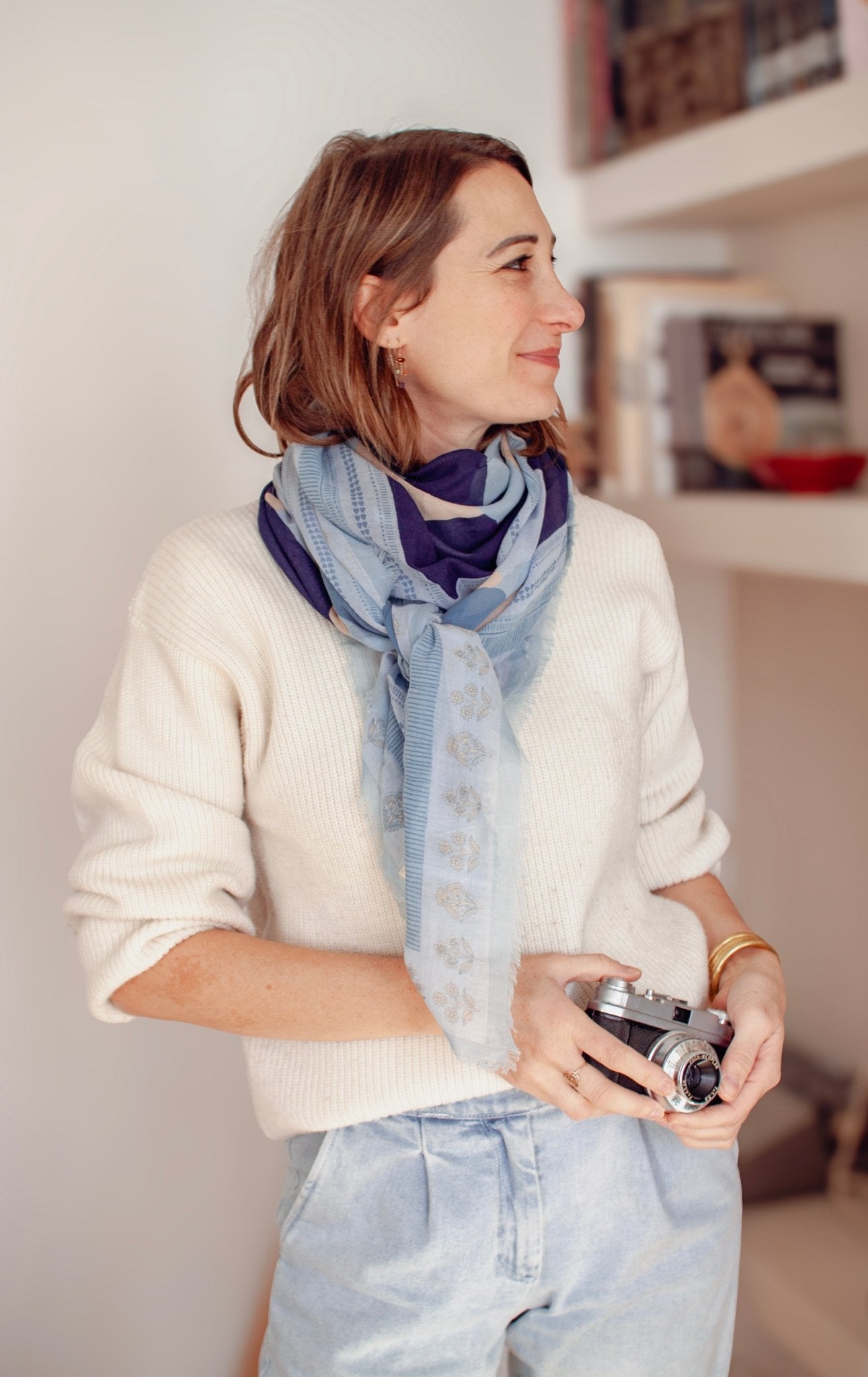 Foulard coton bio bleu - Munar - boulbar.fr