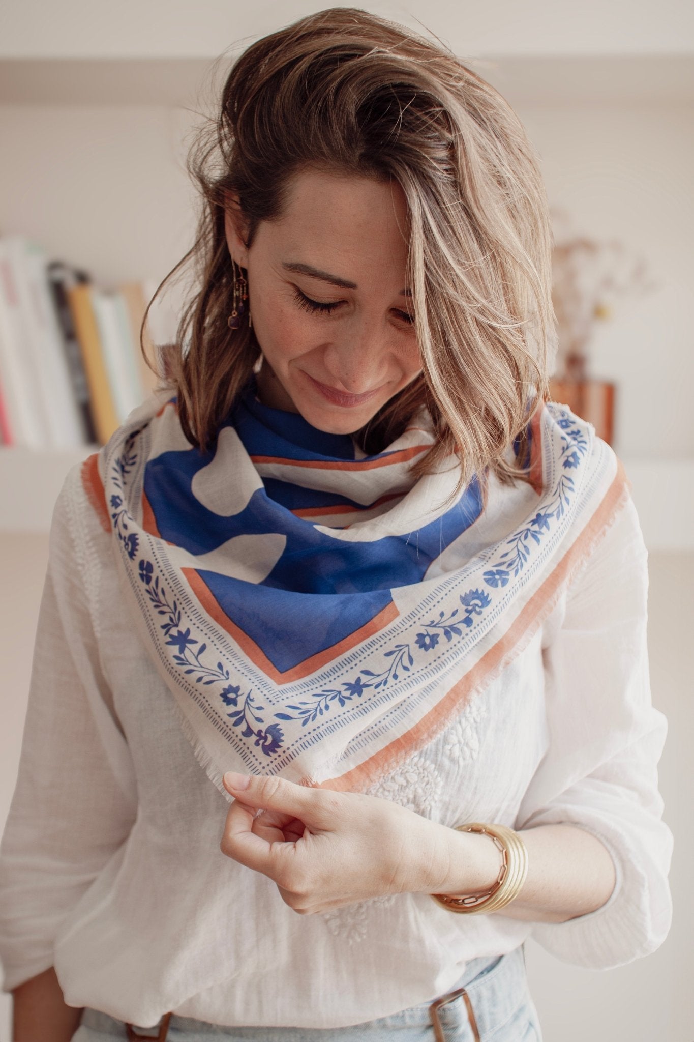 Foulard coton bio Force - Bleu - boulbar.fr
