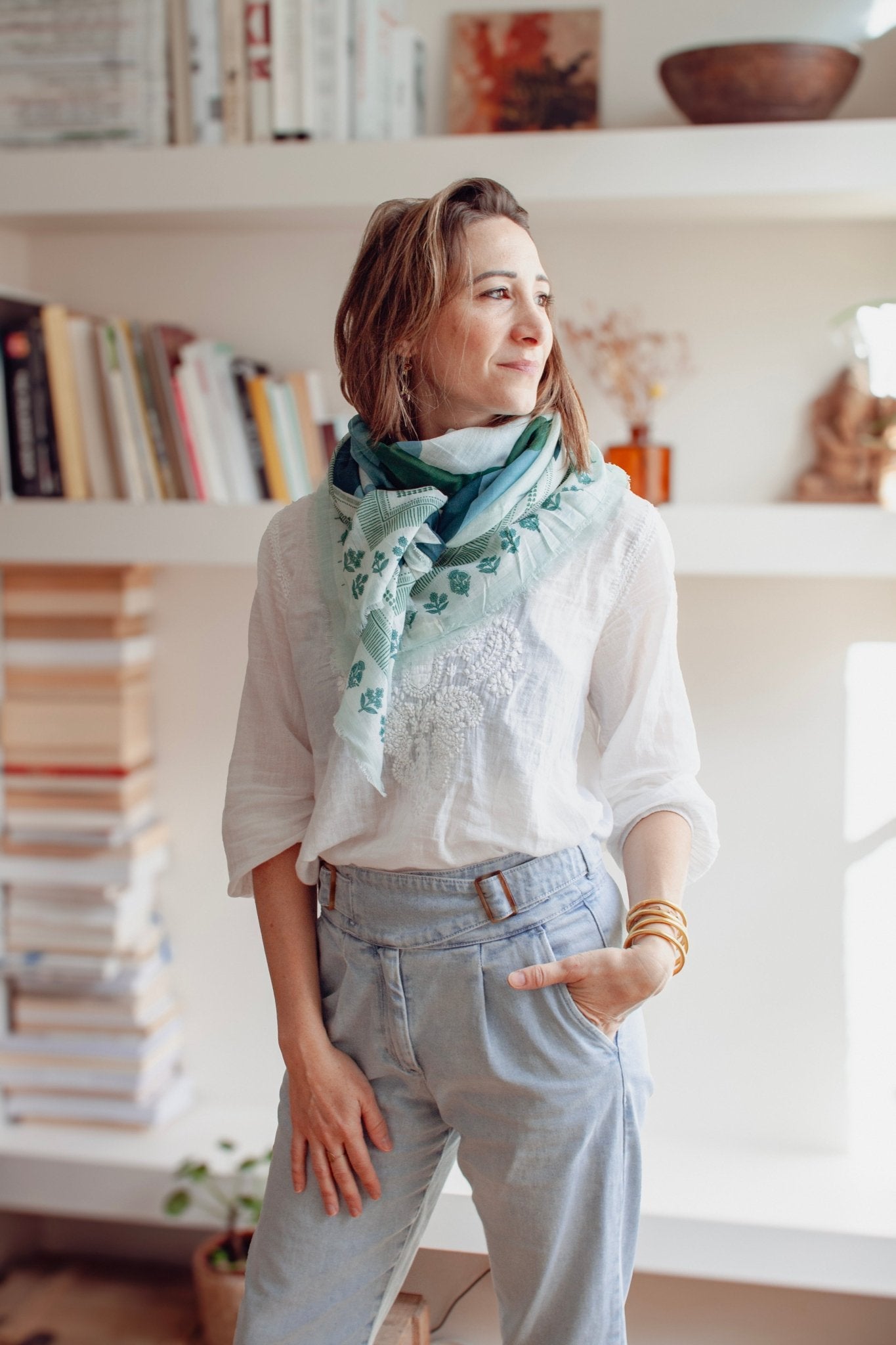 Foulard coton bio vert - Munar - boulbar.fr