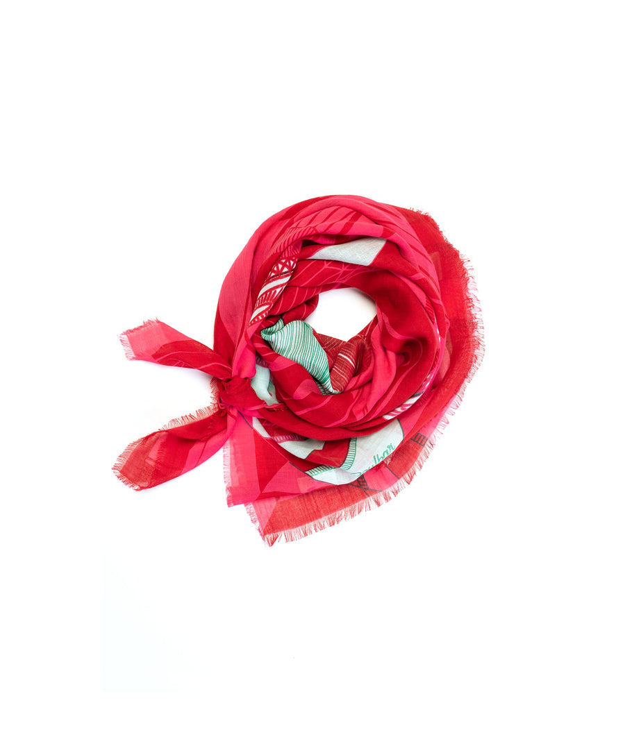 Foulard coton - Montgolfière - Framboise - boulbar.fr