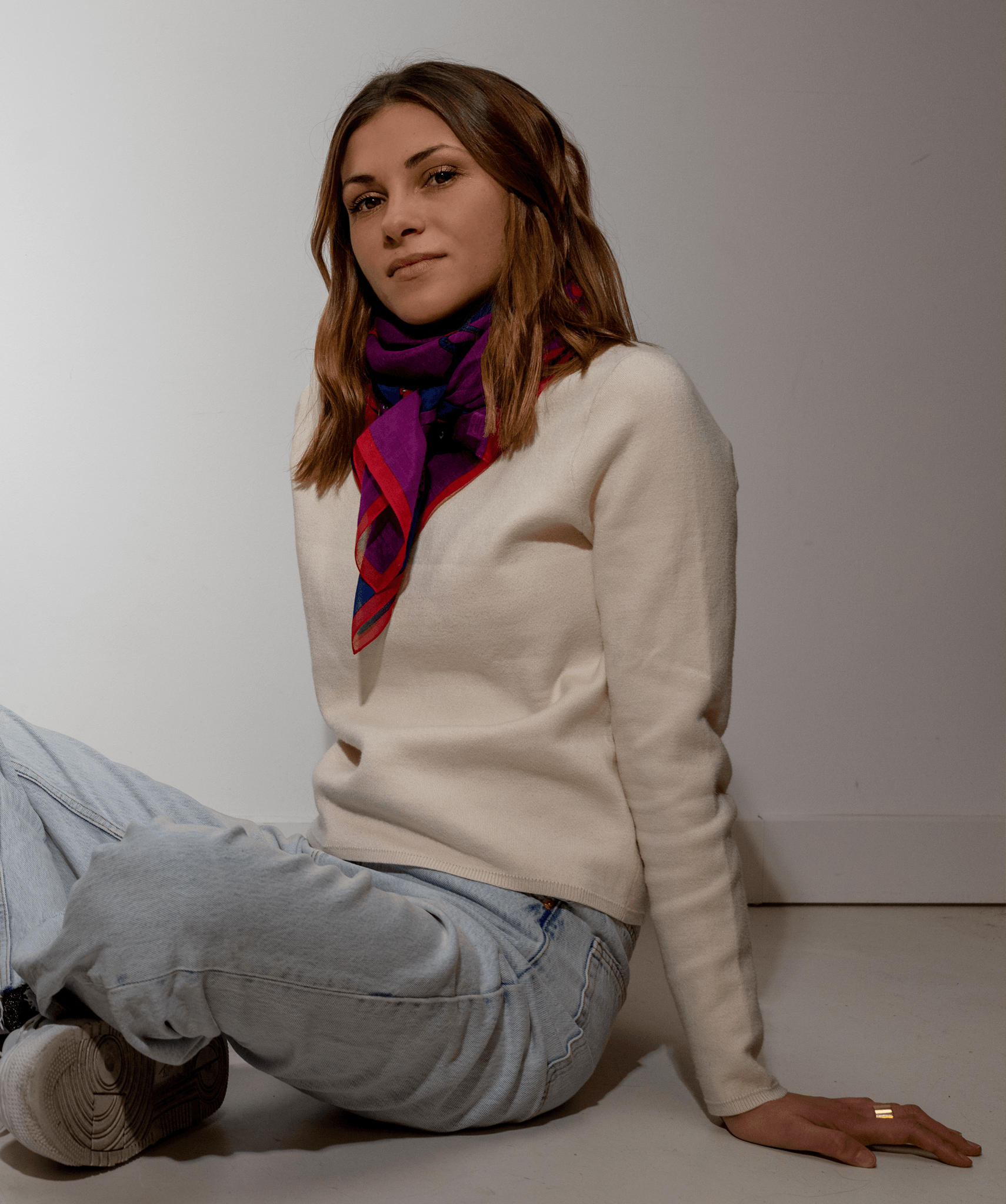 Foulard Coton Soie - Tigre - Violet - boulbar.fr