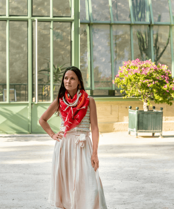 Foulard coton - Tulipe - rouge - boulbar.fr