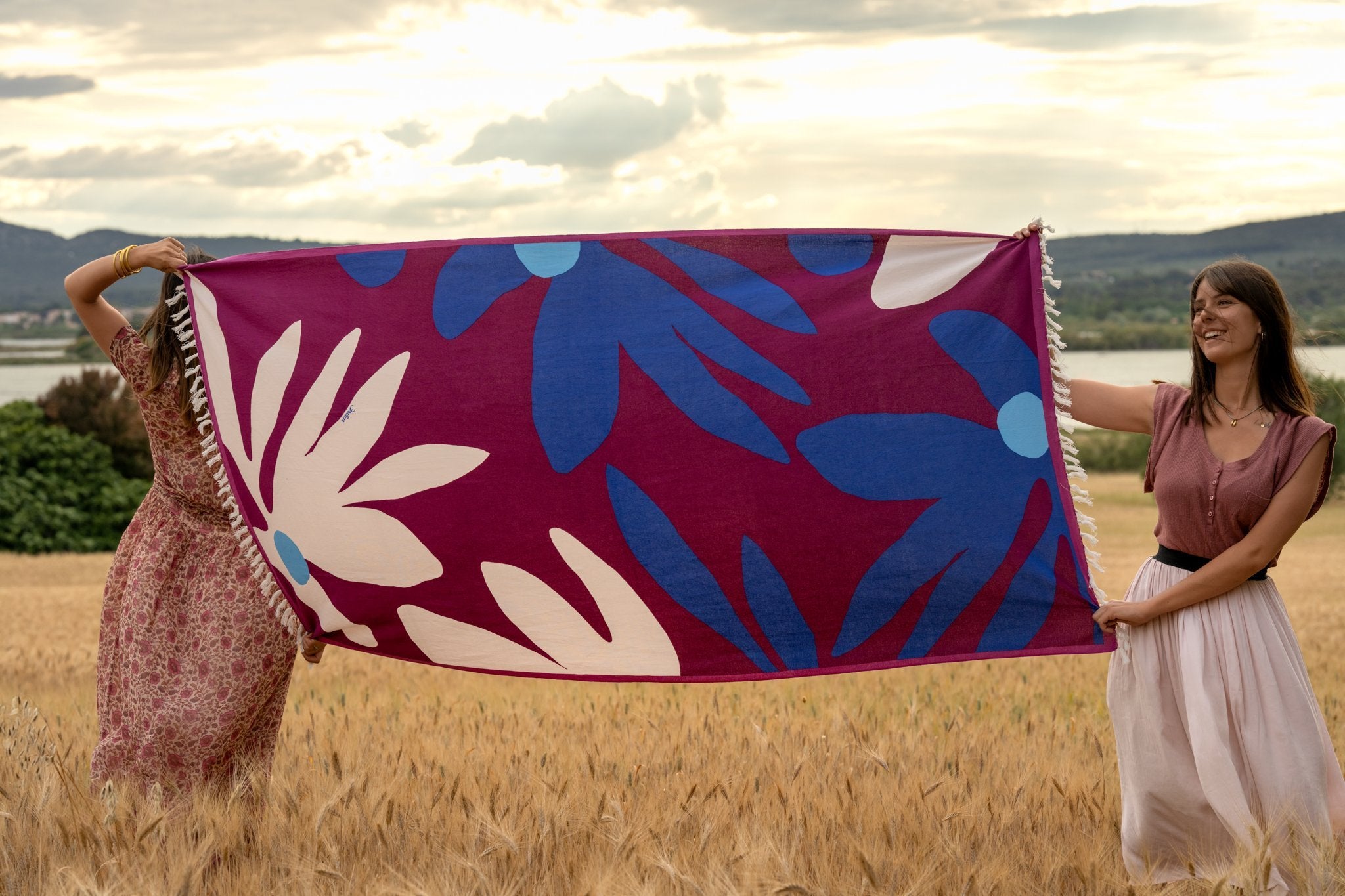 Fouta Flore - Magenta - boulbar.fr
