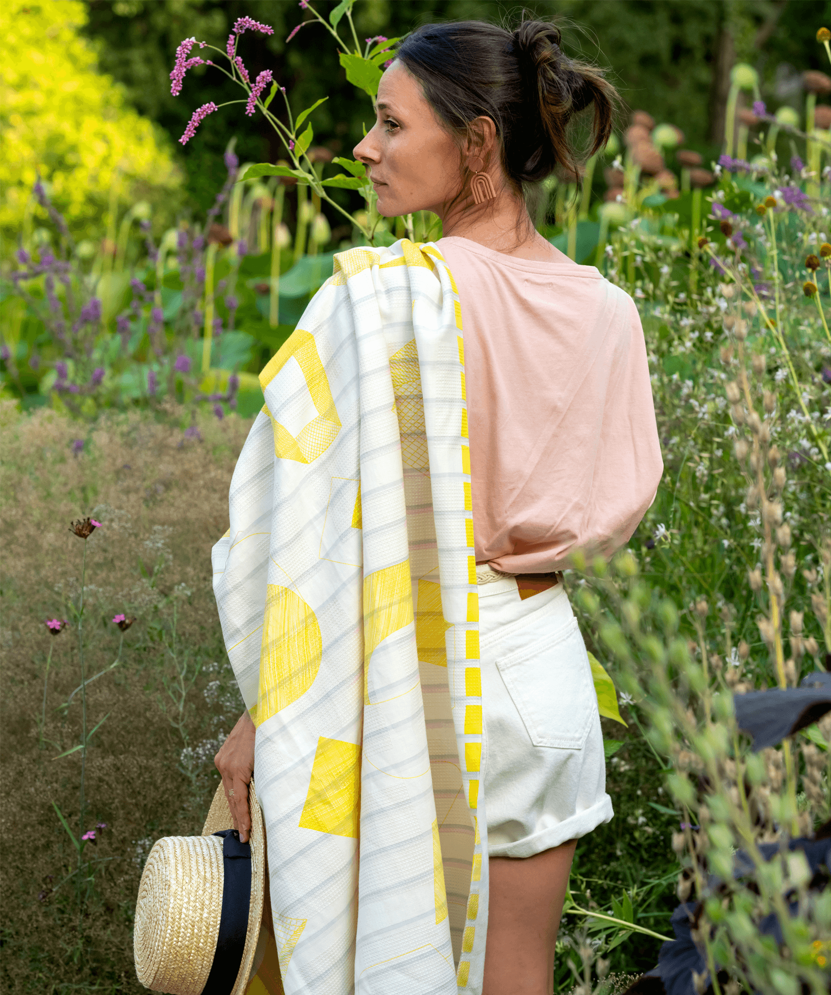 Fouta nid d'abeille Sens - jaune - boulbar.fr