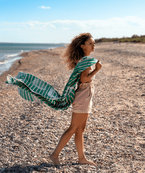 Fouta nid d'abeille Sens - Vert - boulbar.fr