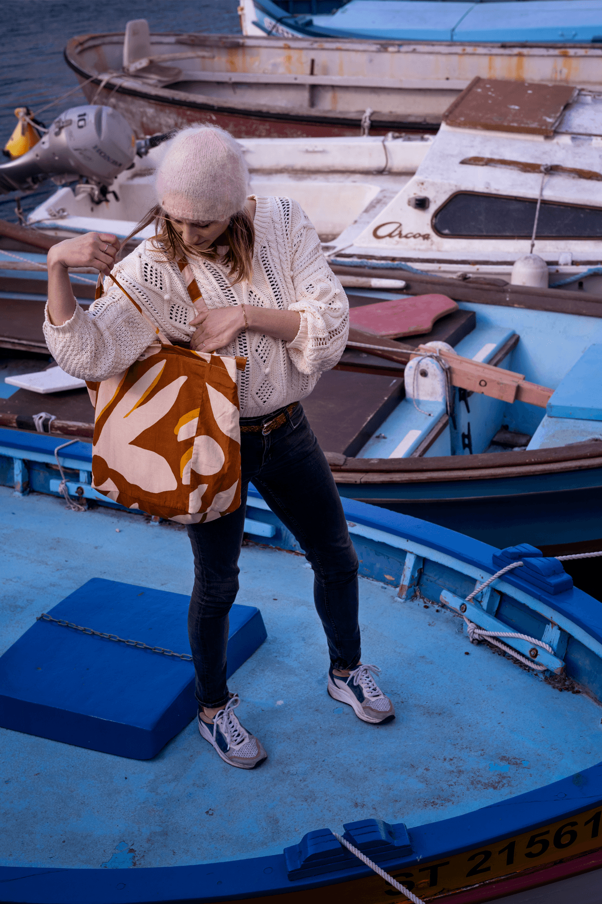 Sac cabas velours Éclat - Camel - boulbar.fr