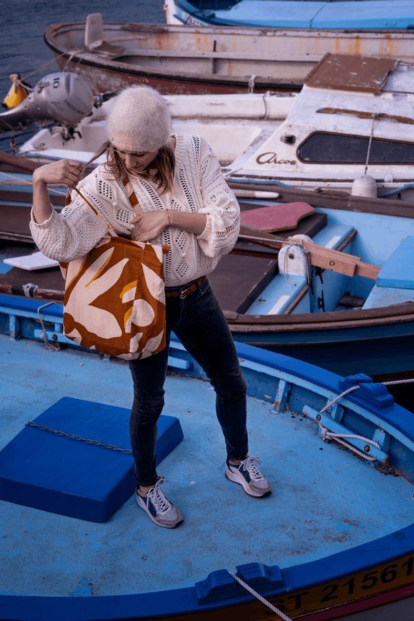 Sac cabas velours Éclat - Camel - boulbar.fr